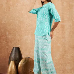 PIVL Printed V-Neck Tunic With Palazzos Co-Ords image 3