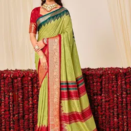 TIRA Woven Design Zari Silk Blend Handloom Fashion Saree-picture-12