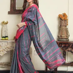 Pinkcity Trade World Striped Pure Cotton Ikat Saree-picture-5