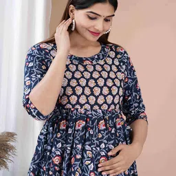 BAESD Floral Print Round Neck Maternity Maxi Dress image 4