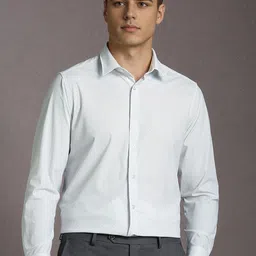 Louis Philippe Men Textured Spread Collar Formal Shirt-picture-37