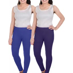 100LUCK Girls Pack Of 2 Cotton Mid-Rise Ankle-Length Leggings-picture-22
