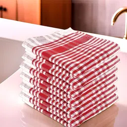 Kuber Industries Red & White 24 Pcs Printed Cotton Kitchen Towels image 1