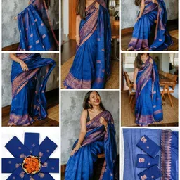 Okom Woven Design Zari Linen Blend Handloom Narayan Peth Saree image 3