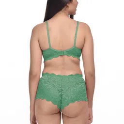 samvar Women Green,Purple Net Bra Panty Set for Lingerie Set Undergarments Pack of 2 image 2