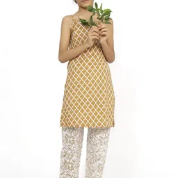 TJORI Girls Ethnic Motifs Printed Pure Cotton Straight Kurta with Trousers-picture-43