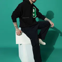 GRIFFEL Typography Pure Cotton Hooded Sweatshirt With Trackpant image 5