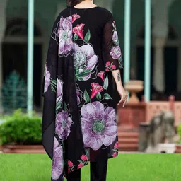 RUNAYA NX Women Floral Printed Kurta with Trousers & Dupatta image 4