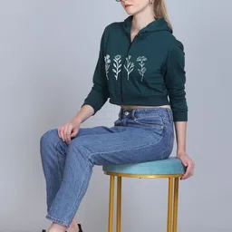 Obaan Women Printed Hooded Sweatshirt-image-9
