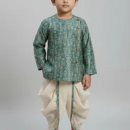 Biglilpeople Boys Ethnic Motifs Printed Angrakha Kurta with Dhoti Pants-picture-15