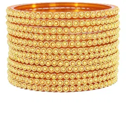 ZULKA Set Of 12 Pearls Beaded & Moti Work Glass Bangles image 5