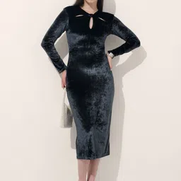 Freehand by The Indian Garage Co Velvet Bodycon Maxi Dress-picture-32