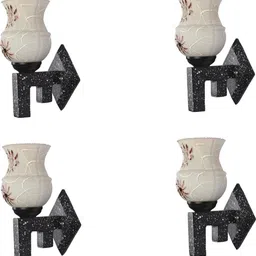 SOMIL Beige & Black Printed Wood Traditional Wall Lamp image 1