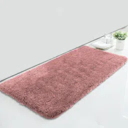 Pink Solid Polyester 36x24 Inches Super Soft Bath Mat By Luxe Home International-picture-16