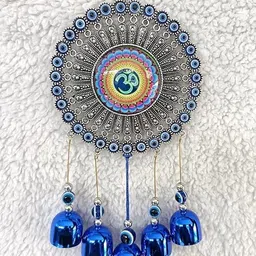 evil eye wall hnaging Divine Protection Om Wind Chime with Evil Eye Charm-Good Luck Wind Chime Aluminium Windchime-picture-27