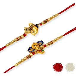 MEIRA JEWELLERY Set Of 2 Designer Rakhi With Roli Chawal & Greeting Card-picture-32