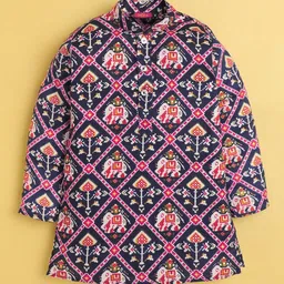 BAESD Boys Ethnic Motifs Printed Regular Kurta with Pyjamas image 4