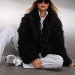 Trendyol Stand Collar Long Sleeves Faux Fur Trim Bomber Jacket-picture-38