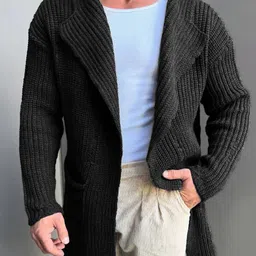 Mast & Harbour Men Ribbed Self Design Longline Front-Open Sweater-picture-30