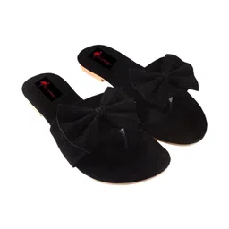 Red Flamingo Women Party Open Toe Flats with Bows image 5