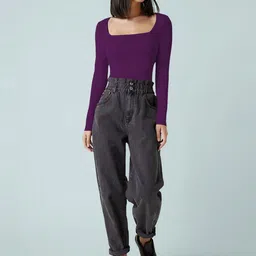 Maheshvi Women Square Neck Long Sleeves Fitted Casual Top image 3