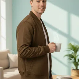 Mast & Harbour Men Shawl Collar Long Sleeves Bomber Jacket image 2