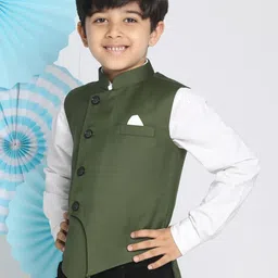 JBN Creation Boys Woven Mandarin Collar Neck Nehru Jacket image 2