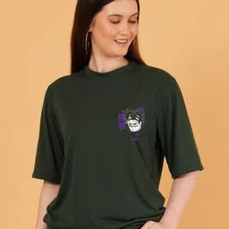 LECOWAR Women Graphic Printed Round Neck Cotton Oversized T-shirt-image-96