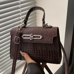 StyleCast Women Textured Structured Buckle Detail Satchel Bag-image-50