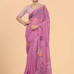 Avojee Floral Printed Floral Saree with Blouse Piece-picture-17