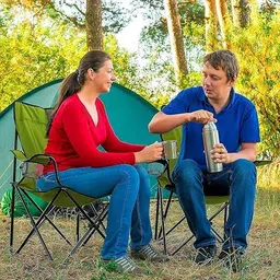 adp traders Outdoor Foldable Camping Beach Chair Portable Chair Cup Holder Foldable Carbon Steel Inversion Chair image 4