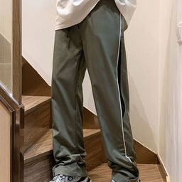 KPOP Men Striped Original Regular Fit Regular Trousers-picture-1
