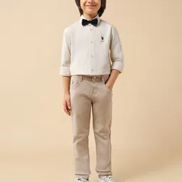 U.S. Polo Assn. Kids Boys Textured Spread Collar Pure Cotton Casual Shirt image 3