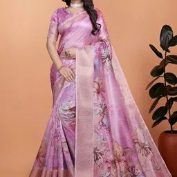 you shop we ship Floral Silk Blend Saree-picture-22