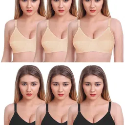 FEATHER LINE Pack Of 6 Full Coverage Solid Bra image 4