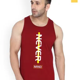 SLOWLORIS Pack Of 2 Printed Round Neck Bio-Wash Cotton Gym Vests-picture-20