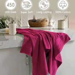 Layers Be Bold Pink Pure Cotton 450 GSM Bath Towel image 3