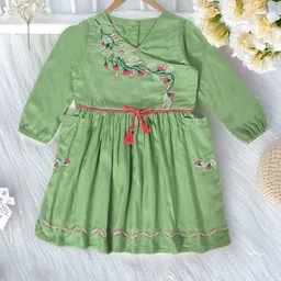BAESD Girls Floral Embroidered Fit & Flare Knee Length V-Neck Dress-image-84