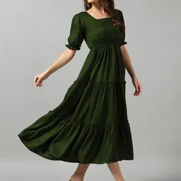 Krunal Raiyani Puff Sleeve A-Line Midi Dress image 4