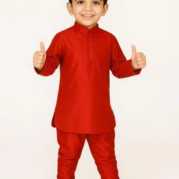 Covetus Kids-Boys Red Kurta Sets image 2