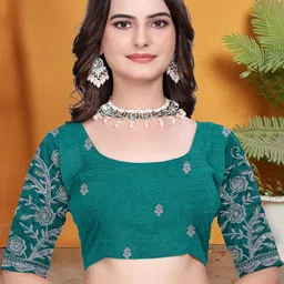 Zenophily Women Scallop Border Pure Chiffon Saree With Unstitched Blouse Piece image 5