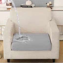 HOKIPO Grey Solid Waterproof Polyester 1 Seater Sofa Seat Cover-picture-15