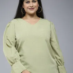 Style Quotient Plus Puff Sleeve Crepe Top-image-11