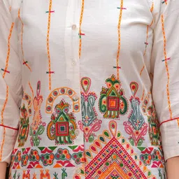 NEW RJP CRAFT Ethnic Motifs Embroidered Thread Work Pure Cotton Thread Work Kurti image 4