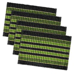 Kuber Industries Green & Black 4 Pcs Textured Cotton Anti-Slip Doormats image 2