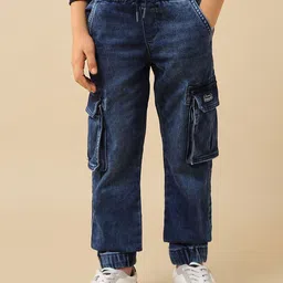 U.S. Polo Assn. Kids Boys Relaxed Fit Mid-Rise Light Fade Cargo Stretchable Jeans-picture-41