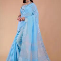 NEGRONI Woven Design Zari Saree With Unstitched Blouse Piece image 2