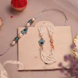 Art Street Stones Studded And Beaded Bhaiya Bhabhi Rakhi Gift Set-picture-37