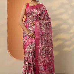 Libas Ethnic Motifs Printed Saree With Unstiched Blouse Piece image 4