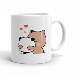 Mr UVD White & Brown Graphic Printed Ceramic Glossy Mug 350 ML image 2